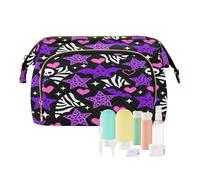Makeup Bag with Handle Star Skull Leopard Purple Y2k Zipper Women's Coin Purse for Large Capacity