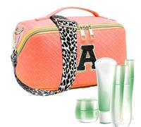 Makeup Bag with Initial Letters, Cosmetic Bag with Chenille Letters, Large Capacity Makeup Bag, Cosmetic Bag - Woven Toiletry Bag, Multipurpose Classification Storage, Orange1, see description, See