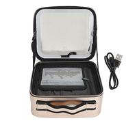 Makeup Bag with Large Lighted Mirror Professional Cosmetic Organizer for Travel (Pink Gold)