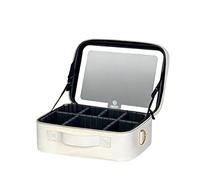 Makeup Bag with LED Lighted Mirror，Portable Makeup Organizer Train Case 3 Color Lights, Travel Makeup Bag, Adjustable Brightness, Detachable Makeup Mirror, Pink