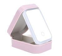 Makeup Bag with LED Mirror, Jewelry Storage Box Dimmable Touch Screen Makeup Travel Lighted Case for Home Travel Pink for Cosmetics Jewellery