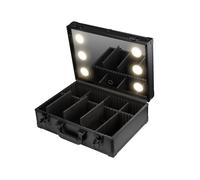 Makeup Bag with LED Mirror Portable Small Travel Makeup Case Cosmetic Bag Women 3-Light Modes Touch Screen & Rechargeable Built-in Battery Makeup Case Cosmetics Nail Art Storage Black Elitzia ET2071S