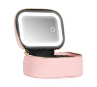 Makeup Bag with Mirror Portable Cosmetic Organizer | 3 Adjustable Brightness USB Charging Makeup Bag with Light for Teen, Travel, Train, Pool Parties Touch-Ups, Toiletry, Vanity