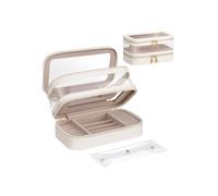 Makeup Bag with Separate Brush Bag Pouch, Cloud White