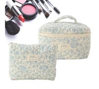 Makeup Bag with Zip - 2-Piece Floral Makeup Bag with Zip and Large Capacity | Makeup Set Bag with Zip, Portable Toiletry Bag for Camping, Business, Orchid On White Background, see description, See
