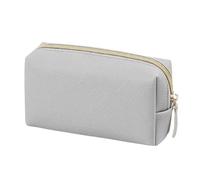 Makeup Bag Women Cosmetic Bag Waterproof PU Leather Solid Color Makeup Pouch Travel Portable Wash Toiletry Storage Organizer Purse(Gray L)