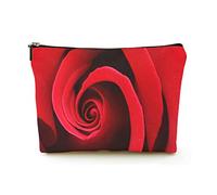 Makeup Bag Women Linen Travel Cosmetic Bags for Business Trip,Macro Shot of a Red Rose, Beautiful Makeup Pouch