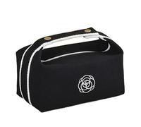 Makeup Bag Women's Canvas Makeup Bag Portable Cosmetic Flower Lipstick Organizer Travel Storage(Black)