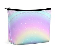 Makeup BagMagic Rainbow Sky PU Leather Waterproof Cosmetic Bag for Purse/Makeup Pouch/Toiletry Bag Glitter Portable Travel Makeup Bag for Women
