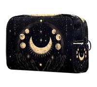 Makeup Bags for Women Mystical Astrology Aesthetic Moon Phases and Hands Pencil Case Travel Zipper Pouch Portable Toiletry Organizer for Teen Girls