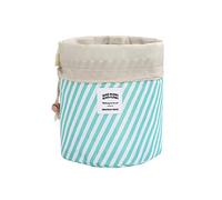 Makeup Bags for Women, Waterproof Round Travel Drawstring Make Up Organizer Cosmetic Bag (A Blue Stripe)