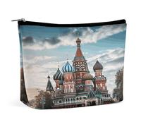 Makeup Bags Large Capacity Cosmetic Bags for Women St Basil Cathedral Red Square In Moscow Open Flat Toiletry Bag Waterproof Makeup Pouch Portable Cosmetic Organizer Makeups Train for Travel Gift