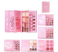 Makeup Book Palette - 6 Lip Gloss, Eyeshadow Set With Blush Highlighter, Shimmer Matte Finish Portable Travel Beauty Kit | for Women, Girls, Party, Daily, Stage, Event