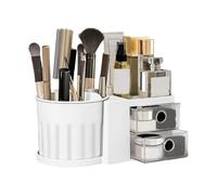 Makeup Box - ABS, 8.66 Inch, Compact Rotating Makeup Box, Bookcase Tower Organizer, 360° Swivel Cosmetic Storage for Office, Vanity, Bathroom, Jewelry,