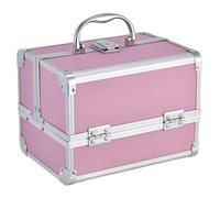 Makeup Box with Mirror 7x7x9 in 3-Layer Portable Extendable Makeup Case Organizer with Lock Protective Make up Storage for Travel Cosmetologist