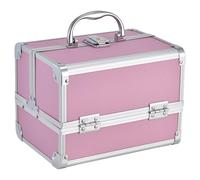 Makeup Box with Mirror 7x7x9 in 3-Layer Portable Extendable Makeup Case Organizer with Lock Protective Make up Storage for Travel Cosmetologist