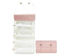 Makeup Brush Bag - 4 in 1 Cosmetic Roll-up Case, Waterproof Organizer, 4 Removable Removable, Folding Folding Case | Portable Travel Door for Women Quotid Use, pink, Please refer to the description