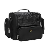 Makeup Brush Bag, Clear Makeup Brush Holder with Lid, Extra Large Capacity Travel Cosmetic Bag Makeup Artist Must Haves, Black Makeup Case, Make Up Organizers and Storage, with Adjustable Dividers