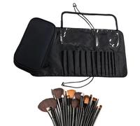 Makeup Brush Bags, Rolling Cosmetic Brush Case, Makeup Brush Case, Makeup Brush Case, Portable Travel Makeup Brush Case, Imperm, Black, riferimento alla descrizione, Reference description