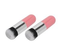 Makeup Brush Chubby Portable Artificial Fiber Soft Hair Pink Silver Adorable Cute Foundation Brush 2 Pieces