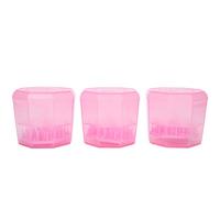 Makeup Brush Cleaner Cosmetic Brush Scrubber Box Portable Cleaning Tool Set with Drying Rack for Makeup Artists Pink ABS 3 Sets