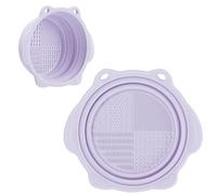 Makeup Brush Cleaner, Etercycle Foldable Silicone Brush Cleaner Bowl Srubber, Portable Washing Tools for Makeup Brush,Powder Puff,Sponge (Purple)