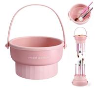 Makeup Brush Cleaner Mat 3 in 1 Silicone Makeup Brush Cleaner Bowl Cosmetic Brushes Cleaning Tool Organizer for Storage and Air Drying (Pink)