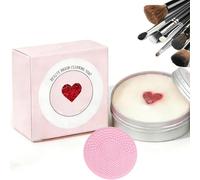Makeup Brush Cleaner Soap with Silicone Cleaning Pad, Heart Makeup Brush Cleaning Soap for Cosmetic Sponges, Deeply Cleans Waterproof Makeup for Synthetic & Natural Brushes & Sponges (1pcs)