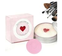 Makeup Brush Cleaner Soap with Silicone Cleaning Pad, Makeup Brush Cleaner Soap with Silicone Mat,Heart Makeup Brush Cleaning Soap for Cosmetic Sponges, Beauty Blenders and Eyelash Brushes (100g, 2PC)