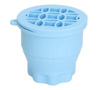 Makeup Brush Cleaning Bowl Silicone Cosmetic Brush Cleaner Mat with Drying Rack Foldable Space Saving Design for Travel Home Use (Blue)