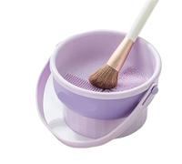 Makeup Brush Cleaning Bucket Washing And Drying Tools Beauty Powder Puff Artifacts Rack Storage Box(Purple)