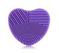 Makeup Brush Cleaning Mat,7Colors Portable Silicone Heart Shaped Cosmetic Brush Cleaner Scrubber, 3.3 X 3.0 X 1.1inch(Lavender purple)