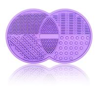 Makeup Brush Cleaning Mat, Silicone Makeup Brush Scrubber, Makeup Brush Cleaner Pad, Cosmetic Brush Cleaner, Brush Cleaning Pad, Suitable for Makeup Brush, Makeup Sponge, Powder Puff (Purple)