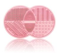 Makeup Brush Cleaning Mat, Silicone Makeup Brush Scrubber, Makeup Brush Cleaner Pad, Cosmetic Brush Cleaner, Brush Cleaning Pad, Suitable for Makeup Brush, Makeup Sponge, Powder Puff (Pink)