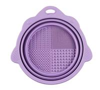 Makeup Brush Cleaning Mat, Silicone Makeup Cleaning Brush Scrubber Mat Portable Washing Tool Cosmetic Brush Cleaner with Suction Cup for Valentines Day… (Purple)