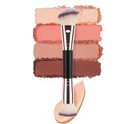 Makeup Brush, Double Angled Tip Foundation Contour Tool, Black Gold Handle Professional Makeup Artist, Synthetic Bristles For Blending, Long Handle For Application, 17.5