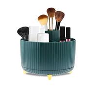 Makeup Brush Holder, 360° Rotating Makeup Organiser Beauty Organiser with 5 Slots, Large Capacity Make up Brushes Container, Makeup Organizer Cosmetic Display for Vanity Dresser Bathroom, Green