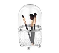 Makeup Brush Holder - 8.62 Inch Storage Box with Lid | 360 Degree Rotating Transparent Makeup Brush Organizer | Dustproof Brush Storage with