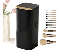 Makeup Brush Holder - Cosmetic Brush Holder, Auto Lift Holder, Four Grid Storage Organizer, Cosmetic Tool Organizer, Gold, Multicolored, Black, Refer to description