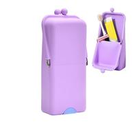 Makeup Brush Holder Cosmetic, Storage Suction Base Aid, Portable Toiletry Bag Tool with Smooth Texture, Sleek Radiant Accessory with Modern Style, Beauty Solution for Women Girls Travelers, purple