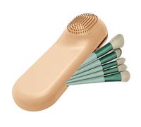 Makeup Brush Holder for Travel, Silicone Makeup Brush Holder - Magnetic Closure, Organiser for Makeup Tools, Silicone, Waterproof Makeup Brush Bag for Mascara, Lipstick, Face, Light coffee, see