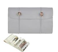 Makeup Brush Holder,Makeup Brush Roll up Case Pouch Holder - Foldable Travel Toiletry Bag for Women, with 4 Detachable Removable Zipper Clear Pouches, for Bathroom Shower