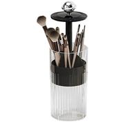 Makeup Brush Holder, Press-Pop Automatic Lift Cosmetic Organisers, 4 Compartments Dustproof Transparent Brush Organiser for Room Decor, Dressing Table, Toilet, Bedroom, Bathroom