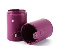 Makeup Brush Holder, PU Leather Cosmetic Case Makeup Brush Cup with Lid Portable Cosmetic Pouch for Travel and Home Use Purple