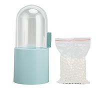 Makeup Brush Holder Transparent Cover Side Opening Pearl Filling Cosmetic Storage Bin for Bathroom (Blue)
