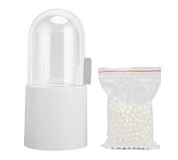 Makeup Brush Holder Transparent Cover Side Opening Pearl Filling Cosmetic Storage Bin for Bathroom (White)
