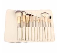 Makeup Brush | Horse Hair Professional Kabuki Makeup Brush Set Cosmetics Foundation Makeup Brushes Set Kits with White Cream-coloured Case Bag (12pcs)