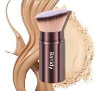 Makeup Brush Kabuki Face Brushes Retractable Travel Blush Kabuki Brush Portable Flawless for Foundation, Powder Blush, Bronzer, Buffing, Liquid, Cream, Cruelty Free with Cover(Brown)