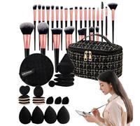 Makeup Brush Kit, Foundation and Eyeshadow Brush Set - Travel Case Organizer Makeup Accessories Portable Gift Kit for Girls, Women, Mother