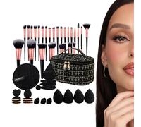 Makeup Brush Kit | Powder Blush & Eyeshadow Brushes | Lightweight Cosmetic Accessories For Women Mother Daughter Daily Use & Travel